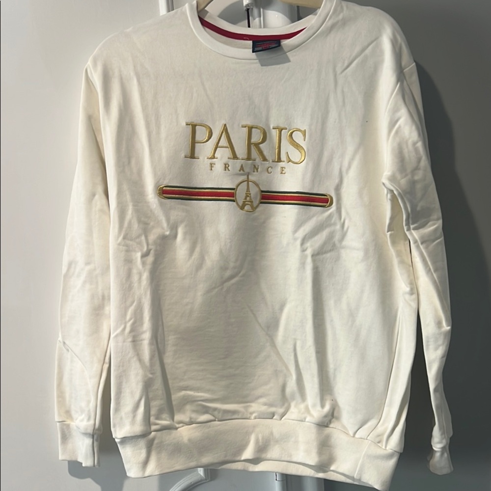 Cream Paris France embroidered Sweatshirt